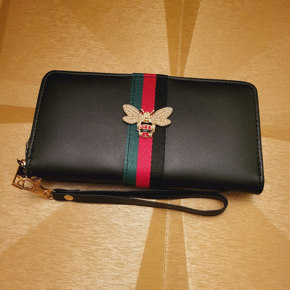 Designer Inspired Faux Leather Wristlet Wallet. Final reduction in price.